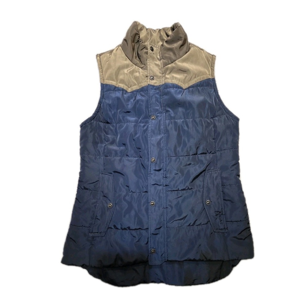 Ariat Puffer Vest Women's Medium Blue Western Full Zip Paisley Pockets Western